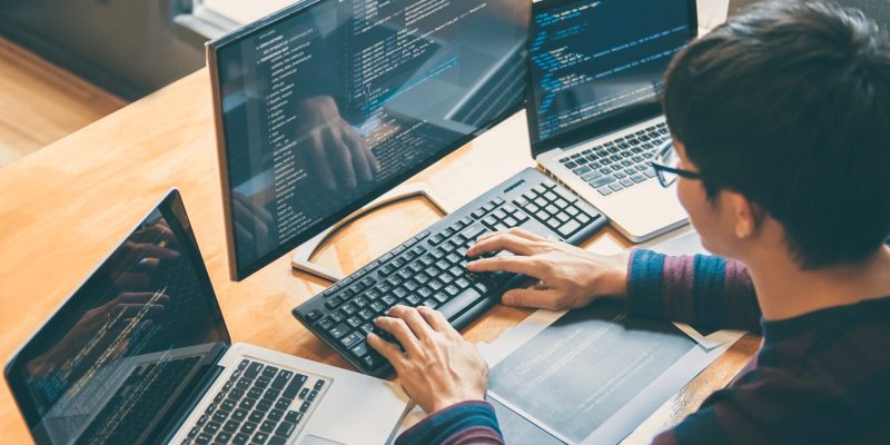Professional Development programmer working in programming websi Professional Development programmer working in programming website a software and coding technology, writing codes and data code, Programming with HTML, PHP and javascript.
