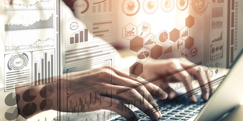 Big Data Technology for Business Finance Analytic Concept. Modern graphic interface shows massive information of business sale report, profit chart and stock market trends analysis on screen monitor. Big Data Technology for Business Finance Analytic Concept. Modern graphic interface shows massive information of business sale report, profit chart and stock market trends analysis on screen monitor.